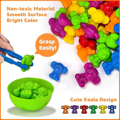Counting Toys for Kids, Animal Koala Counters w/Activity Cards for Playing Snakes and Ladders, Ludo Board Games, Math Learning Manipulatives, Early Development Toys for Preschool Toddlers