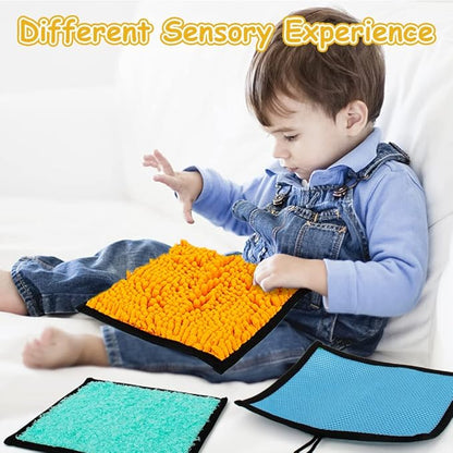 16 Set Sensory Mini Mats Assorted Textured Sensory Floor Tiles - Sensory Walls, Early Sensory Exercise Sensory Mats Sensory Toys for Autistic Children Kids Baby Toddler Fidgeting Activity