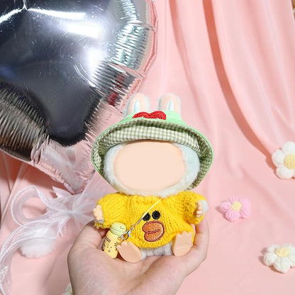 3-Piece Doll Clothes Designer – Kawaii Knit Sweater Set for 17cm Doll, Cute Doll Outfit with Accessories for Dress-Up or Display - Yellow (No Doll)