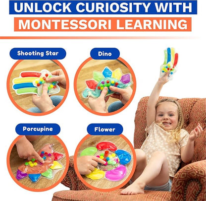 4-Pack Color Sorting Sensory Toys for Toddlers Ages 3+ Montessori Travel Toys Calm Down Toy for Preschool | Flower, Porcupine, Cloudy Rainbow Color Matching Activities Gift Ready for Boys Girls B-Day