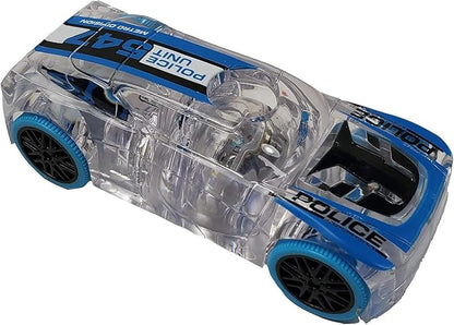 Police Car, LED Light Up Pull Back Cop Car, Toy Vehicle for Kids 3 and Up