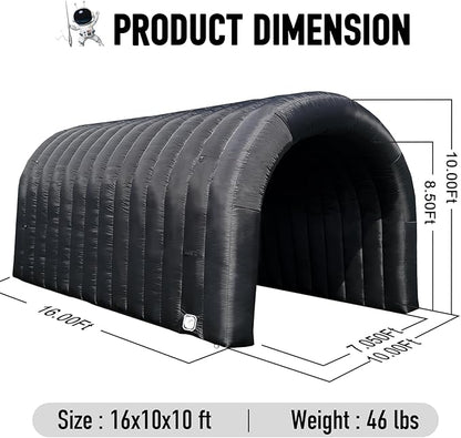 Inflatable Tunnel Sports Tunnel Entrance with Internal Blower Inflatable Tunnel Tent for Business Advertising Event Exhibition Promotion,Street,Shop,Supermarket,School(16x10x10ft)