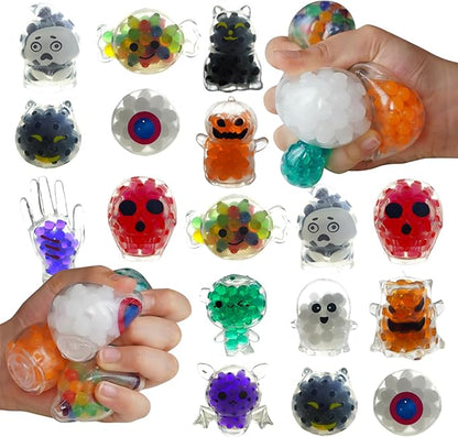 24-Piece Halloween Squishies – Halloween Stress Balls Miniatures for Kids and Adults, Squishy Fidget Toys for Halloween Party Favors, Halloween Prizes, Trick-or-Treat Giveaways