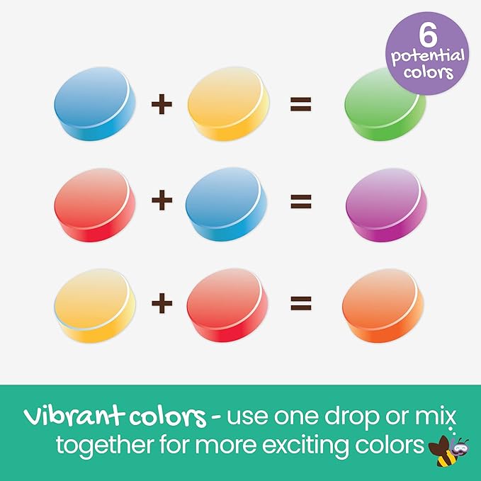 Honeysticks Bath Color Tablets for Kids - Non Toxic Bathtub Drops Made with Natural Ingredients and Food Grade Colors - Fragrance Free - Fizzy, Brightly Colored Bathtime Fun, Great Gift - 36 Drops