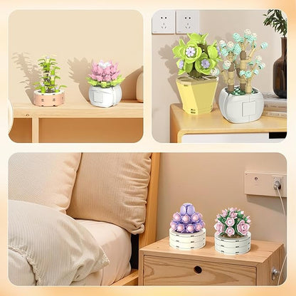 NUTCRACKER Succulent Flower Botanical Collection Building Set for Adults - Plant Flower Mini Bonsai Toy Building Set, Home Office Decor, Christmas Birthday Gifts for Women (750 Pieces)