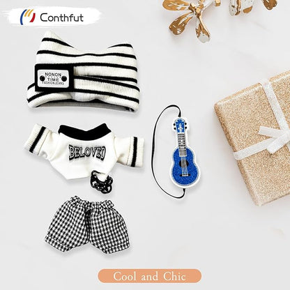 17cm/15cm Dolls Outfit Clothes Set,Accessories for Doll,Clothes Set for Dolls Dress Up (No Doll) (White+Black)