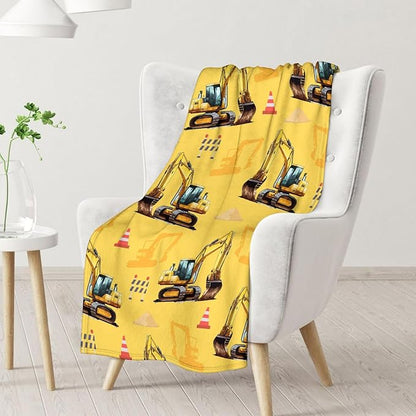 Boys Excavator Blanket Digger Throw Blankets for Kids Adults, 40x50 Inches Lightweight Soft All Season Cute Decor Throw for Sofa Couch Bed Office
