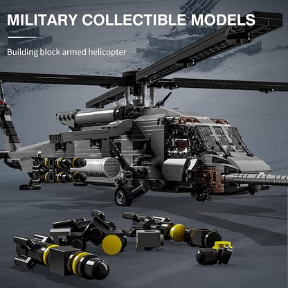 MISINI M7003 UH-60 Black Hawk Helicopter Building Blocks Set, 1159 Pieces Military Series Air Force Medium Utility Helicopter, 1:35 Adult Collection Toy Gift Model Aircraft