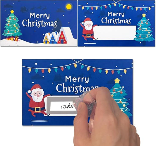 50 PCS Scratch Off Cards, DIY Custom Christmas Scratch Off Stickers, Your Own Game Tickets for Prizes Gift Scratch Cards for Small Business Holiday Birthday Party Favors Games Supplies (Blue)