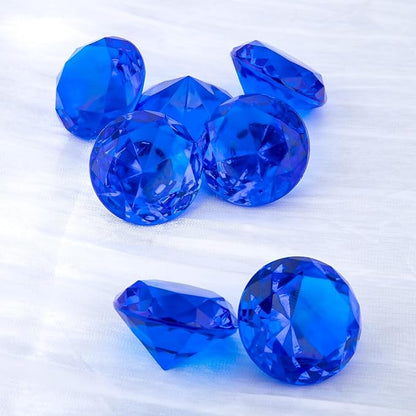Niceup 26PCS Navy Blue Fake Diamonds Big Gem Toys, 1.5in Pool Diving Gems Acrylic Plastic Gemstones for Kids, Party Décor Jewels Treasure Hunt Hiding Sensory Bin Filler Toys Craft Supplies
