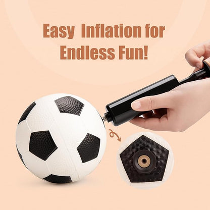 Balls for Toddlers with Pump 4 Pack 5" Small Rubber Playground Balls for Kids - 1 Football, 1 Basketball, 1 Soccer Ball and 1 Dodge Kickball - Indoor Outdoor Toys Gift