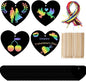 Naturahand 50 Rainbow Scratch Paper with 10 Wooden Scratch Sticks and 50 Red String, Heart Shaped Scratch Off Cards for Valentine DIY Decorations and Art Party Favors(H-1)