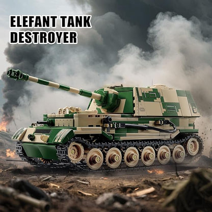 Elefant Tank Destroyer Building Set for Adults-Compatible with Lego Military, Collectible Army Model, Gift Ideal for Military Enthusiasts (826 PCS)