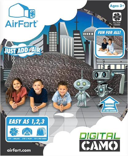 The Original Patented AirFort - Build A Fort in 30 Seconds, Inflatable Fort for Kids, Play Tent for 3-14 Years, A Playhouse Where Imagination Runs Wild, Fan not Included (Digi Camo)