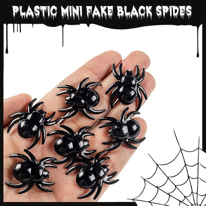 Crazy Night 50Pcs Realistic Spider Toys Halloween Vase Filler Prank Props Mini Acrylic Spider