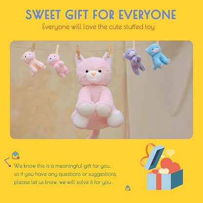 5 Pieces Cat Stuffed Animals for Girls, 1 Mommy Cat with 4 Babies, Soft Plush Cat Toy Set for Kids 3-9, Gifts for Christmas, Birthday, Children's Day, Valentine's