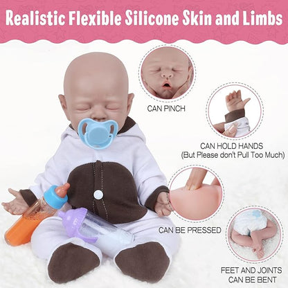 Vollence 18 inch Eyes Closed Silicone Baby Doll That Look Real,Reborn Real Baby Doll,Lifelike Baby Dolls - Girl