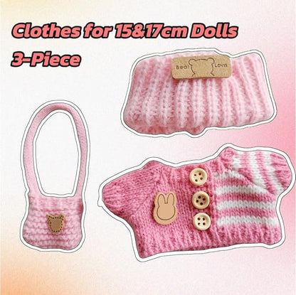 15cm & 17cm Doll Clothes Outfits Set - Premium Dress Up Bundle with Exquisite Accessories | Soft Fabric Fashion Doll Costume for 15-17cm Dolls (Pink)