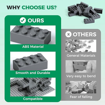 500 Piece Classic Building Bricks and 1 Gray Baseplate, 2x4 Bricks Bulk Creative Building Toys, Blocks Bulk for Kids Ages 6+, Dark Gray(Samll Bricks, 1.25x0.62x0.47 in)