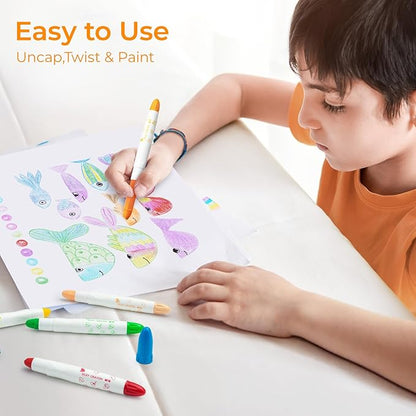 M&G 12 Colors Upgraded Food-grade Paint Sticks, Washable, Non- Toxic, Super Quick Drying, Tempera paint sticks for kids and student
