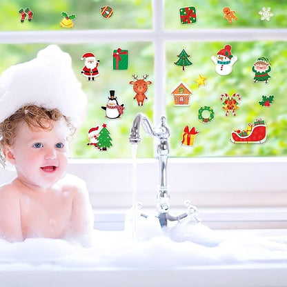 20 PCS Christmas Thick Gel Clings Winter Christmas Window Gel Clings Decals Stickers for Kids Toddlers and Adults Home Airplane Classroom Nursery Xmas Holiday Party Supplies Decorations