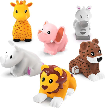 Tub Works® Savanna™ Mold Free Bath Toys, 6 Pack | Sealed, No Hole Bath Toys Design Keeps Moisture Out | Soft, Squeezable & Float on Water | Easy-Grip Baby & Toddler Bathtub Toys | Great Baby Pool Toys