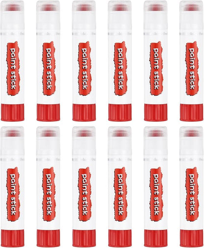 PATIKIL Tempera Paint Sticks, 12 Pcs Solid Tempera Paints Sticks Washable Bulk Markers Pen Quick Drying for Artists Beginners Art Supplies, Red