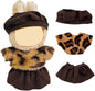 17cm Doll Clothes Set, Premium Jeans & Knitted Sweater Outfit for 17cm 15cm Dolls, Cute Dress Up Fashion, No Doll Included (Leopard, 17cm/15cm)