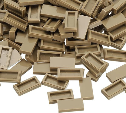 PATIKIL 370 Pcs Flat Blocks Bulk, 1x2 Square Khaki Classic Tiles Smooth Surface Mini Building Blocks Accessories Compatible Bricks Kits for Building Floor Walls Mosaic Pixel Arts