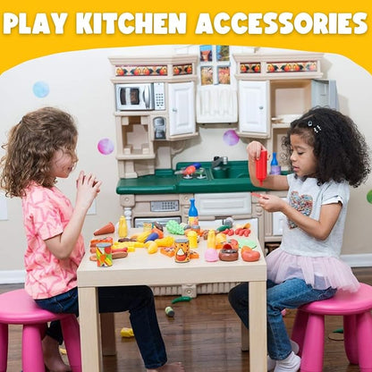 120 Piece Deluxe Pretend Play Food Toy Tasty Treats Plastic Cooking and Grocery Shopping Assortment Set