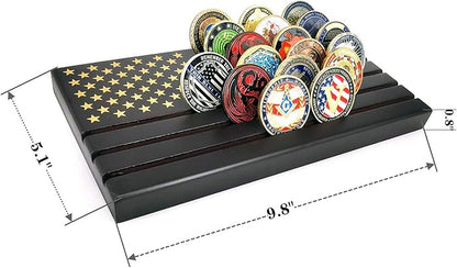 Aomcisi 6 Rows Coin Holder, Challenge Coin Display Stand Military Coin Holder Holds 36-40 Coins