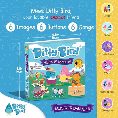 Ditty Bird Musical Books for Toddlers | Electronic Sound Book Dance Edition | Fun & Interactive Toddler Books for 1 Year Old to 3 Year Olds | Sturdy, Sensory Talking Book for Children