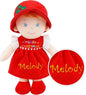 June Garden Personalized Soft Dolly Emilia - Stuffed Soft Baby Doll for Birth and Up with Custom Name - Christmas Special Edition