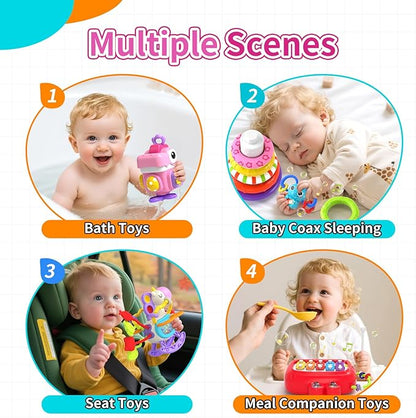 4 in 1 Baby Toys for 6 to 12 Months, Infant Sensory & Stacking for 1+ Year Old, Busy Cube Toys for Babies 12 -18 Months, Piano Xylophone Musical Travel Toys, Christmas Birthday Gifts for 1 - 2 - 3