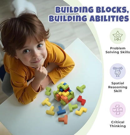 Sharp Brain Zone 3D Wooden Puzzle Cube (9Z 16T Style) | Colorful, Eco-Friendly Wooden Puzzle for Mental Stimulation, Focus, and Problem-Solving Fun | Challenging Brain Teaser for Adults and Kids
