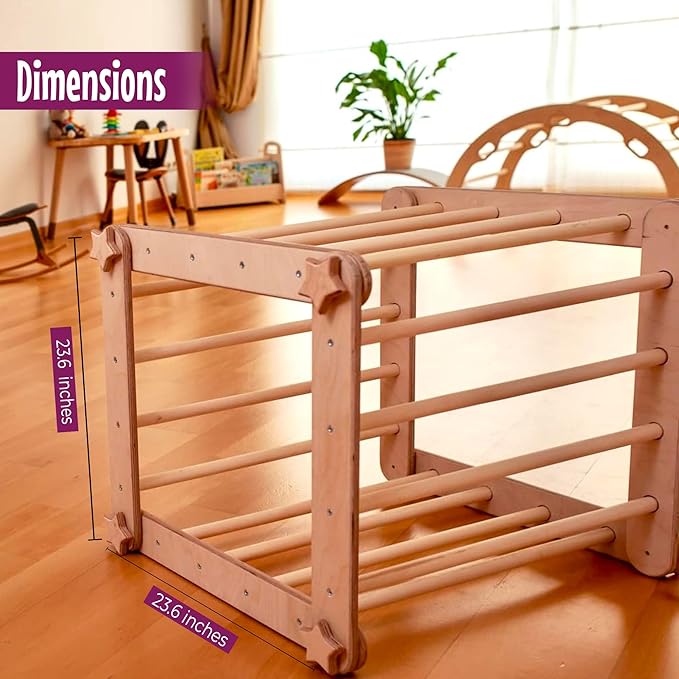 Montessori Activity Cube | Foldable Montessori Climbing Cube | Indoor 9 in 1 Transformable Activity Cube for Toddlers & Kids | Indoor Climbing Activity Wooden Playground (Activity Cube)