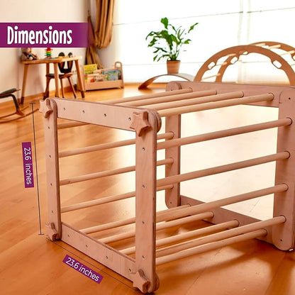 Montessori Activity Cube | Foldable Montessori Climbing Cube | Indoor 9 in 1 Transformable Activity Cube for Toddlers & Kids | Indoor Climbing Activity Wooden Playground (Activity Cube)
