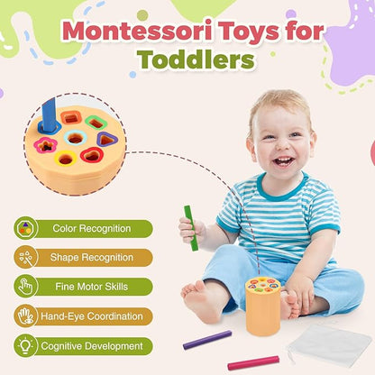 Shape & Color Sorting Montessori Toys for Toddlers 1-3, Soft Silicone Sensory Toys, Preschool Learning Activities Matching Game, Educational Toy for Fine Motor Skills, Travel Gift for Boys and Girls