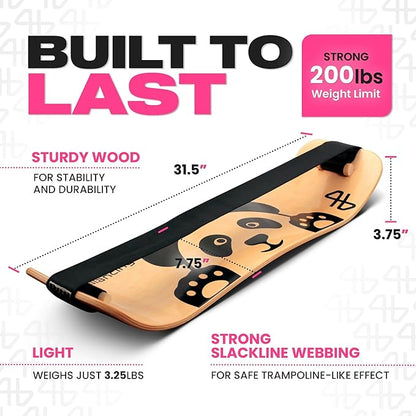Balance Board for Kids - Slackline Wooden Wobble Board - Slackboard Balance Trainer for Coordination - Training for Skateboard, Snowboard, Football, Soccer, Baseball, Basketball