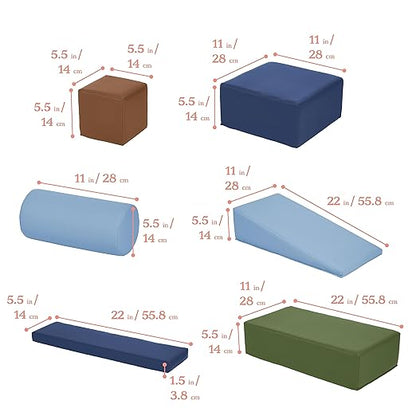 ECR4Kids SoftZone Soft Builder Blocks, Foam Shapes, Earthtone, 16-Piece