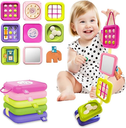 weirtoya Busy Board for 1 Year Old, Toddler Travel Toys for Toddler 1-3 Montessori Toys for 1 Year Old Travel Activities Cube Gifts for Baby Boy Girl My First Montessori Busy Board