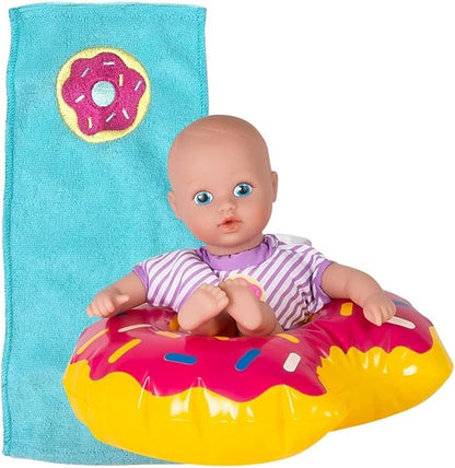 Adora Splash Time Babies Collection, 8.5” Baby Doll w/ Sweet Baby Smell, Made in Premium QuickDri Vinyl & Machine Washable, Includes Clothes and Accessories, Birthday Gift For Ages 3+ - Sprinkle Donut
