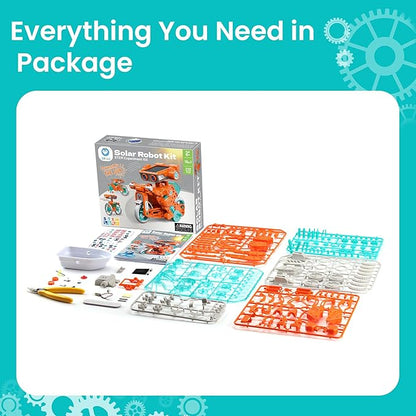 Sillbird Solar Robot Building Kit STEM Gift for Boys Aged 8-14, 15-in-1 DIY Science Educational Robotic Set, Solar or Battery Powered Toy for Kids Birthday with 212 Pieces