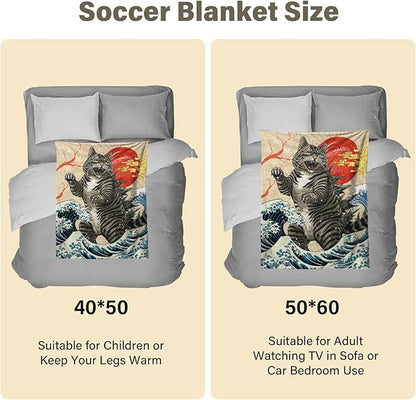 Anime Cat Blanket for Lover, Japanese Funny Cat Blanket 50"*60", Cat Gifts for Women Men Cats Lovers, Kitten Blanket, Funny Vintage Cat Art, Japanese Sunset