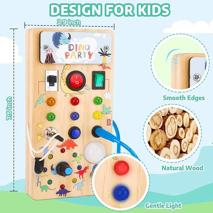 Montessori Busy Board,Montessori Toys for 1-3 Years Old,Baby Sensory Board,Preschool Learning Activities,Wooden Toys for Toddler,Christmas & Birthday Gift for Boys & Girls