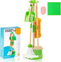 WHOHOLL Wooden Kids Cleaning Toy Set Toddler Broom Set for Housekeeping 8 Pcs Broom and Mop Set for Toddlers 3-5, Baby Cleaning Toys with Dustpan Sponge, Birthday Gifts for Boys and Girls (Green)