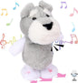 Hopearl Talking Schnauzer Singing Dog Repeats What You Say Puppy Walking Electric Interactive Animated Toy Speaking Plush Buddy Gifts for Toddlers, Gray, 8''