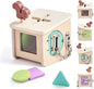 Wooden Lock Box STEM Learning Toys for Kids - Montessori Puzzle Cube with 3 Types of Locks (Hook/Chain/Sliding Bolt), Shape Sorting - Early Educational Fine Motor Skills for Boys & Girls