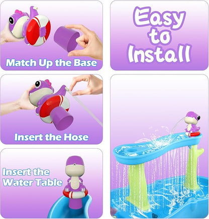Dinosaur Water Table Pump Continuous Flow - Rechargeable Water Pump for Water Table Accessories - Summer Outdoor Water Play Toys - Battery Powered Water Pump Outside (Purple)