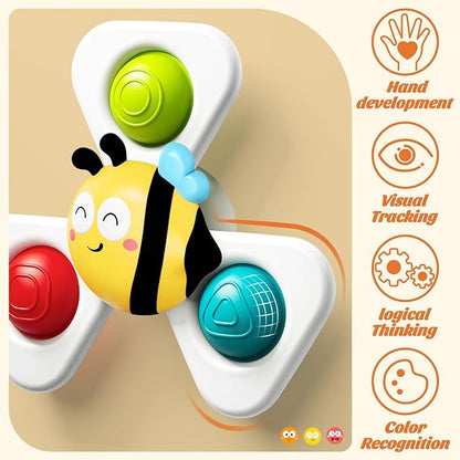 SpringFlower Suction Cup Spinner Toys, Baby Bath Toys 6-12 Months, Bath & Travel Toy for Toddlers, Birthday Baby Sensory Toy for 1 2 3 Year Old Toddler